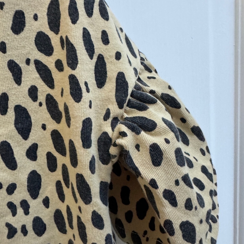 Crewcuts Girls Size 4 Tan and Black Leopard Print 3/4 Sleeve Top Blouse Shirt - Picture 3 of 6